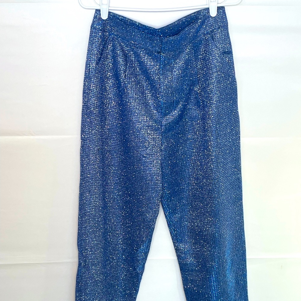 Blue Glitter Suit Pants